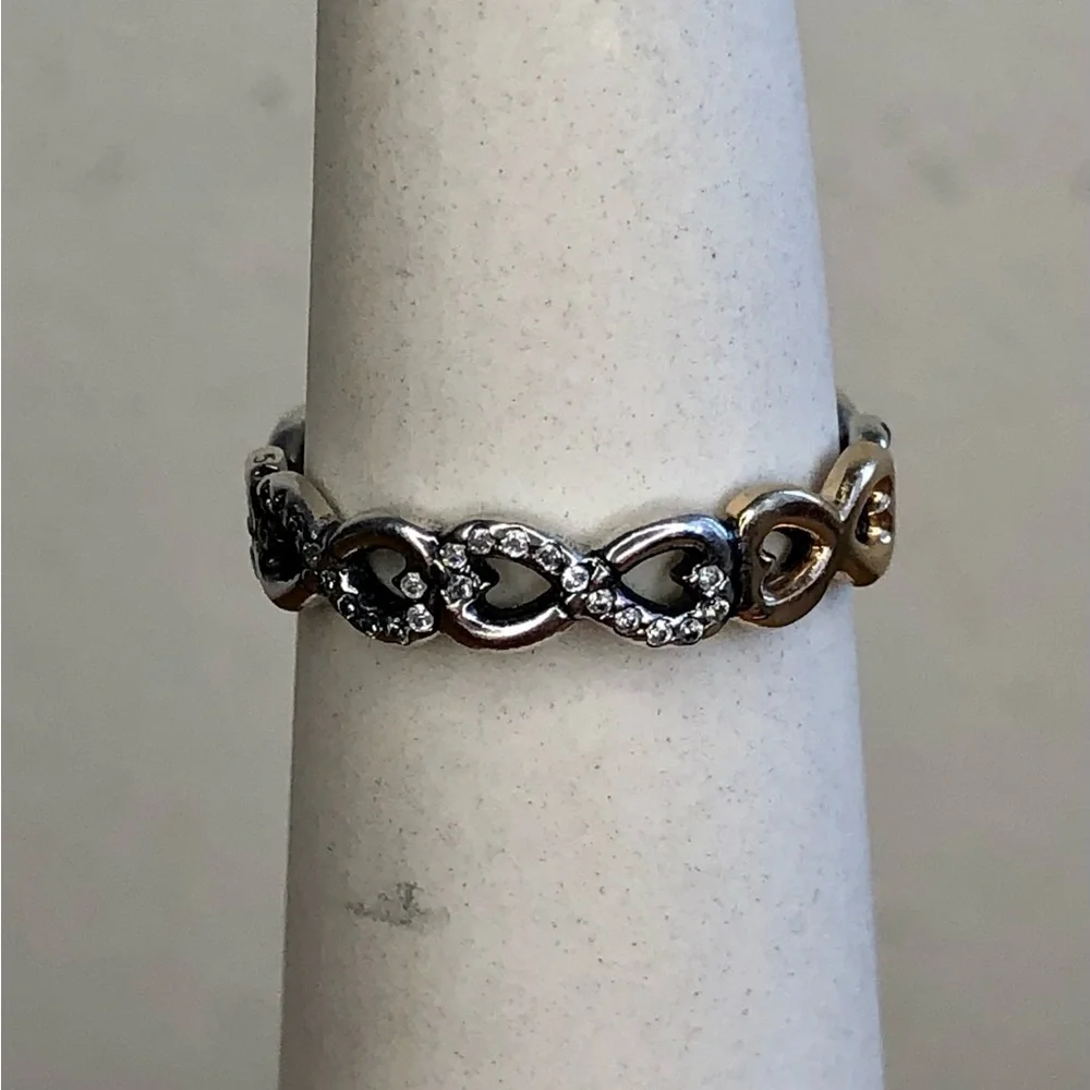 S⭕️LD‼️Pandora Infinite Love Ring Two Tone Size 7/54 - Picture 6 of 10